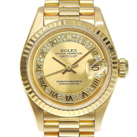 【本物保証】 箱付 新品同様 ロレックス ROLEX デイトジャスト 69178MR X番 金無垢 シャンパンゴールド文字盤 ミリヤード ダイヤ K18YG 【中古】