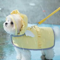 犬用 エンジェル フリル 羽付き 防水 レインコート 服 フード付き かわいい 韓国 パステルカラー ジャケ…