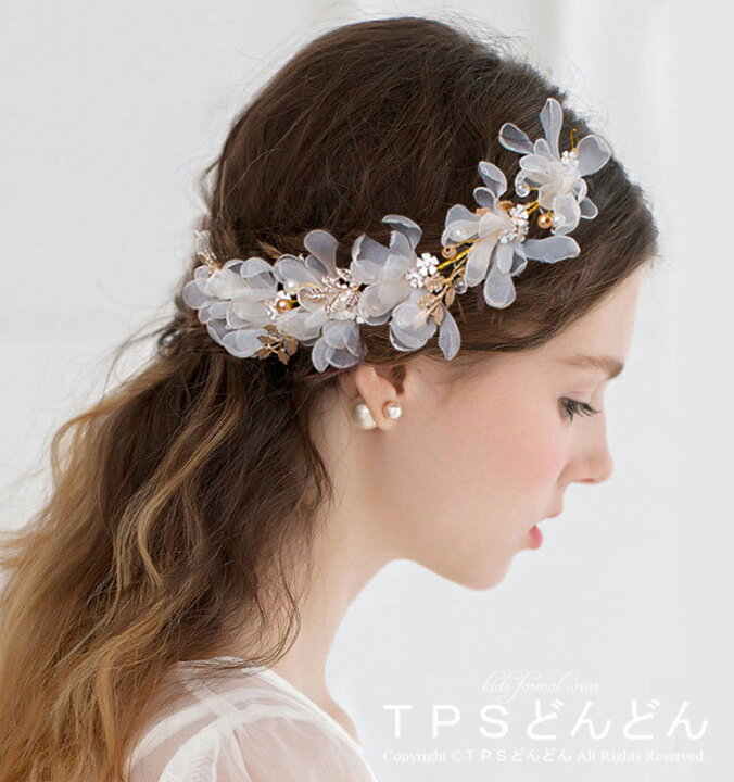 楽天市場】髪飾り 花 レディース ヘッドドレス 花びら パール 発表会 