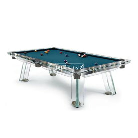 ビリヤード台 ガラス製 8フィート 9フィート 高級 ビリヤードテーブル 強化ガラス モダンデザイン ガラス脚 牛革ポケット 2サイズ カスタマイズ可能 組立式 キュー2本 ボールセット 三角ラック チョーク ブラシ クロス付き 家庭用 業務用 ゲームルーム 店舗