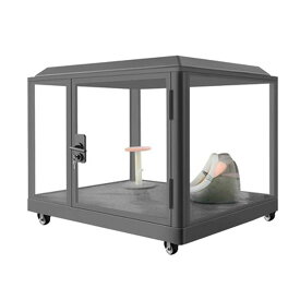 ペット用防音室 犬小屋 調節換気ファン付き 10MMの厚さ遮音強化ガラス 高耐久合金フレーム 回転キャスター付きで自由に移動できます 屋内 室内 防音 鳴き声対策 ボックスフラット屋根タイプ 鳥かご キャットハウス 150*130*125cm