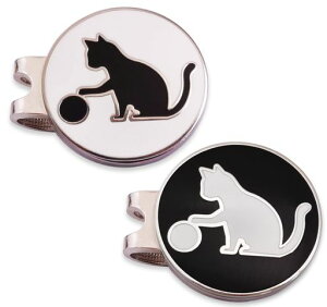 Adhereゴルフマーカーゴルフキャップクリップ磁気両面ロゴボールマークかわいい猫と肉球デザイー2個入り