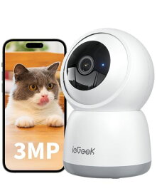 見守りカメラ【可上下左右自動追尾・2.4G/5GHz WiFi両対応】ieGeek ペットカメラ 24h常時録画 レンズのオフ可能 300万画素 赤外線暗視 双方向会話 PTZ首振り プリセット機能 防犯カメラ 室内 360°…