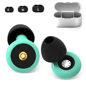 SijiRuge耳栓睡眠用安眠快眠グッズノイズ低減40dB遮音勉強飛行機仕事シリコン耳栓水洗い可能3ペア(S・M・Lサイズx各1セット)-みどり