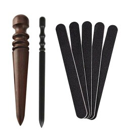 happykauコバ磨き黒檀製2個セットレザークラフト工具レザースティックヘリ磨き革磨き専用工具仕上げ檀木革手芸革細工革工芸道具サンドスティック付き