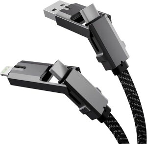 PIPIKA 4in1 �f�B�X�v���C 1.5M �ő�Ή�60W �P�[�u�� USB C to USB C/�^�C�vc to ���C�g�j���O/USB A to USB C/USB A to Lightning 5A �}���[�d PD
