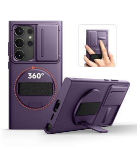 SURITCH�Ή�SamsungGalaxyS24Ultra�P�[�X360°��]�n���h�X�g���b�v�g�уO���b�v�z���_�[�L�b�N�X�^���h�J�����J�o�[�t�����ϏՌ��ی�J�o�[S24Ultra�p-��