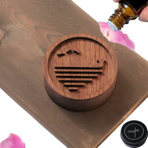 Oaecアロマストーン木製アロマディッシュ缶入り黒胡桃直径50mmx高さ20mm車載ポータブルアロマポットアロマすとーん無垢アロマウッド安眠瞑想アロマオイル芳香剤車アロマディフューザー…