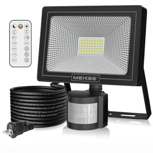 MEIKEE【2023年改良リモコン操作】センサーライト屋外人感投光器防犯照明50W5000LM常時点灯機能無段階調光PIR人感検出距離調整昼白色6500K超高輝度駐車場玄関灯倉庫屋内町内の防犯にIP66防水
