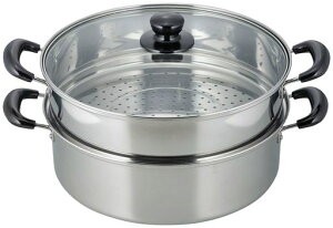 和平フレイズ二段蒸し器ヴェンセ30cmガラス蓋付IH対応ステンレスシルバーVR-8183