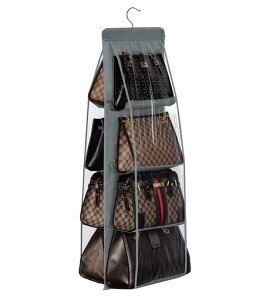 himsyuden吊り下げ収納バッグ収納ラック4段式カバン収納ラック8個収納可能両面収納省スペース防湿防カビ壁掛けクローゼット収納不織布水洗い可能玄関キッチン浴室などに適用(8個収納)