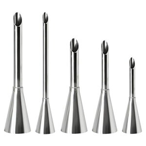 シュークリーム用口金5個セット絞り口金ステンレス製菓用品ベーキングツールシュークリーム絞り口金ドーナツ絞り口金手作りツール小さいサイズケーキデコレーション