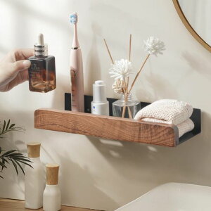 浴室ラックシャンプーラック強力粘着固定お風呂シャワーラックバスルーム収納ウォールナットステンレス防錆選べる2つの取付方法浴室洗面所壁掛け強力テープ収納棚