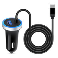 ANNIBER カーチャージャー USB Type-Cケーブル付き iphone16 シガーソケット 急速充電/2ポート/12V・24V…