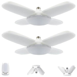 ペンダントライトガレージライトE26ベース照明器具5灯式LEDシーリングライト昼白色6500K高輝度60W折りたたみ式小型工事不要角度調節可能省エネ天井照明(2個)