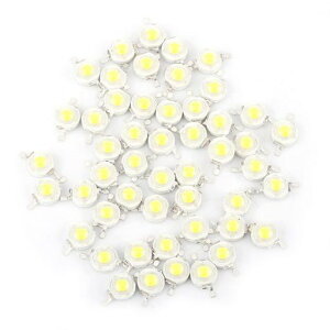 50個入りコールドホワイトLEDビーズ電球チップ、LEDビーズランプチップ、1W3.0~3.6VLEDスポットライトビーズ、120度丸型DIYインテリアビーズランプ高輝度低消費電力(クールホワイト)