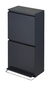 アスベルフタ付きゴミ箱リビング40Lペダル2段ワイド丸洗い可黒奥行スリムA6887