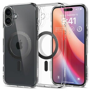 Spigen iPhone 16 Plus �P�[�X �N���A MagSafe�Ή� �ϏՌ� �X�g���b�v�z�[�� ���ϖh�~ �o���p�[ �ČRMIL�K�i �E���g���E�n�C�u���b�h�E�}�O�t�B�b�g ACS08077 (�J�[�{���E�t�@�C�o�[)