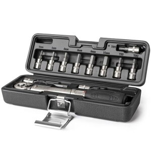 CYCLISTS自転車トルクレンチセット差込角6.35mm2~24N・mロック機能ラチェット式プリセット型ビット11個付ロードバイク用ケース付(CT-T02)