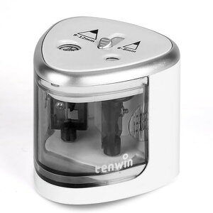 Tenwin電動鉛筆削り電動シャープナー人気小型コンパクト軽量コードレス2穴タイプ6-12mm鉛筆適用単三電池対応太軸対応6つの安全機能搭載無駄削り防止学習用子ども大人入学祝い誕生日プレ…