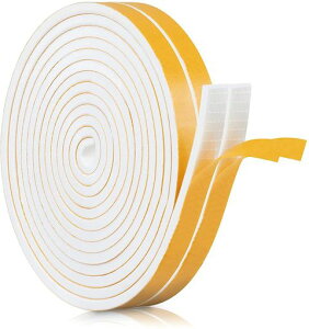 隙間テープLOORIPROすきまテープ2本セット12mm幅x6mm厚x4M長さホワイト高密度スポンジクッションテープパッキンテープ防音テープ防水戸当たりドア窓用エアコン用隙間対策