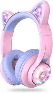 iClever �q���p�w�b�h�t�H�� Bluetooth�w�b�h�t�H�� �L��LED���C�g�A�b�v ���C�����X �L�b�Y�w�b�h�t�H�� ���ʐ����t��(74/85 dBA) 45H�v���C�^�C�� �}�C�N�t�� �w�Z/�^�u���b�g/PC�p BTH13 �p�[�v��