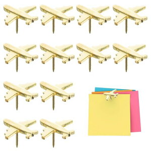 画鋲お洒落金属画鋲飛行機画びょう12個入り装飾画鋲目立たないピン耐久性可愛い押しピン金色地図/絵画/カード/写真/工芸を固定するための位置決めピン