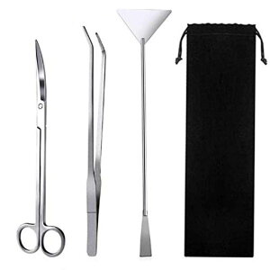 水草トリミングセットカーブハサミカーブピンセットサンドフラッター3点セットステンレススチール製実用便利多機能水槽管理水草植栽水族館用収納バッグ付き