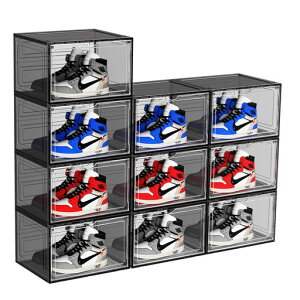 Findbetterシューズボックス10個セット大容量収納展示ボックス透明磁石開閉扉スニーカーボックス小物模型化粧品収納ケース靴ケース收?靴箱男女兼用シューズケース玄関靴棚組立て式透明…