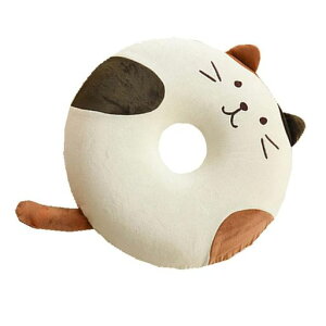 クッション座布団円座クッションドーナツ型腰当猫ねこちゃんミミとしっぽが可愛い顔型!シートクッションチェアパッド椅子用丸かわいい可愛いモチフワ腰対策痔にもドーナツ枕抱き枕