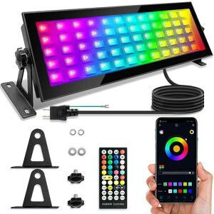 120WLED変色高天井灯RGBアウトドアガーデンライト投光器タイミング機能付き屋外ステージライト複数点滅モード最大1600万色調整IP66防水アウトドア防水フラッドライト