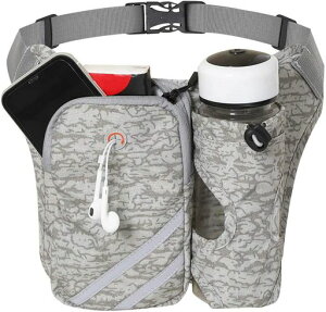 EZIECOウエストバッグペットボトル揺れないスポーツジョギングポーチ軽量/持ち運び用水筒/二層収納/イヤホン穴/長さ調節可能、日本向けに特別に設計された人体デザイン