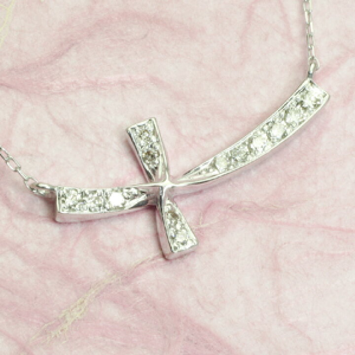 楽天市場】K18WG クロス 13石 0.12ct ダイヤモンド ペンダント  