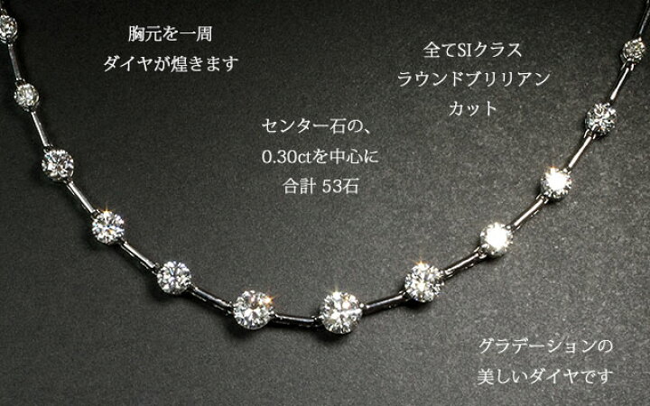 楽天市場】3ct ダイヤモンド ステーション ライン テニス ネックレス 