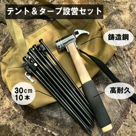 ペグ ハンマー セット ペグハンマー 30cm 10本 φ10mm ペグセット テントペグ タープペグ ぺぐ 楽天 ハンマー ペグハンマーセット ペグ30cm ペグケース キャンプ アウトドア 便利 テント キャンプ用品 アウトドア用品 テント用ペグ 収納ケース キャンプセット 鋳造鋼 砂地