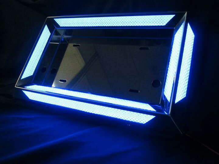 楽天市場】中型車用ナンバー枠◇LEDツインDX ブルー◇ステンレス 
