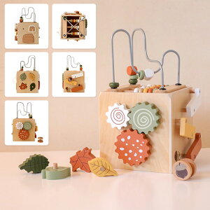 知育玩具 木のおもちゃ 5種類の遊び要素 赤ちゃん ビーズコースター はめ込みパズル 玩具 知育 森のあそび箱 遊び箱 木製 子供 かわいい 男の子 女の子 動物認識 型はめパズル 形合わせ クリ