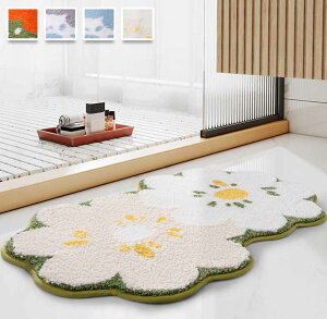 バスマット 異形 花模様 吸水 滑り止め 35×60 47×80 可愛い 足ふきマット 花柄 お風呂 トイレマット 送料無料 玄関 衛生的 キュット マット 快適 滑りにくい ずれにくい 丸洗い ふわふわ かわい