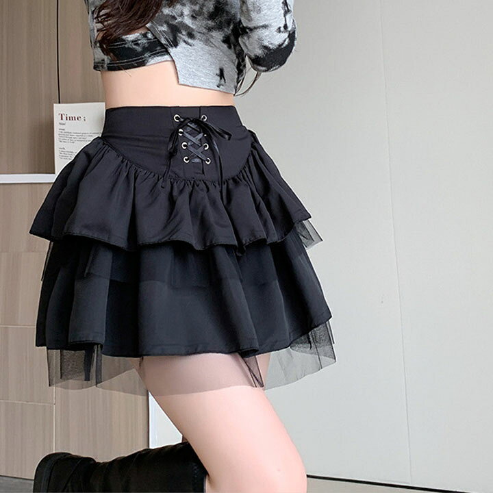 楽天市場】スカート 黒 可愛い レディース ショート ミニ 黒スカート  