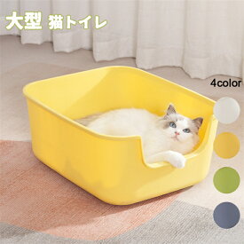 猫トイレ 大型 かわいい ネコ ねこ 猫トイレ本体 大きい 飛び散り防止 オープンタイプ シンプル 一体成形 お掃除 ラクラク