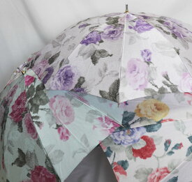 前原傘 晴雨兼用日傘（UVカット、撥水）ショートタイプ 前原光栄商店「前原傘 ヘンリーローズ絵柄 晴雨兼用日傘（UVカット、撥水加工）手元寒竹」