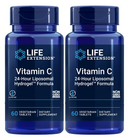 2本 x 24時間 リポソーム ビタミンC ハイドロジェル フォーミューラー 60 ベジタリアンタブレット - Vitamin C 24-Hour Liposomal Hydrogel Formula リポ C マックス配合　海外通販