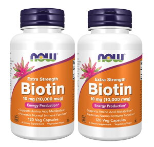 2�Z�b�g �r�I�`�� 10 mg 120�x�W�J�v�Z�� �i�E�t�[�Y�@Now Foods Biotin 10mg 120Veg Capsules
