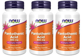 3本セット ナウフーズ パントテン酸 500 mg 100カプセル - NOW Foods Pantothenic Acid 500 mg 100 vegecaps
