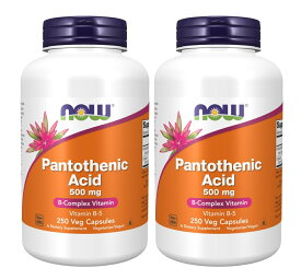 2本セット（合計500錠）　ナウフーズ パントテン酸 500 mg 250ベジカプセル - NOW Foods Pantothenic Acid 500 mg 250 vegecaps