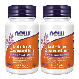 2本セット　ルテイン + ゼアキサンチン (25 mg /5 mg)、60ソフトジェル - NOW FOODS Lutein & Zeaxanthin ( 25 mg / 5 mg )