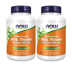 2本セット　ミルクシスル　エキス、ダブルストレングス 300 mg、 200べジカプセル　シリマリン (240 mg)　－　Milk Thistle Extract, Double Strength 300 mg Veg Capsules