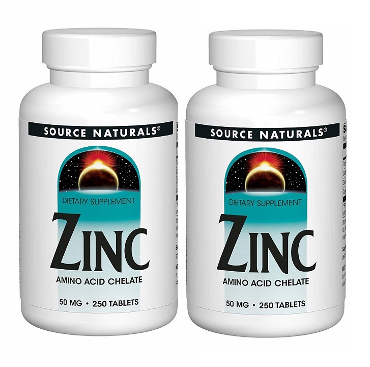 2本セット　ソースナチュラルズ 亜鉛（亜鉛アミノ酸キレートとして）50 mg　250 タブレット Source Naturals ZINC (as zinc amino acid chelate) 50 mg 250 tablets　海外通販