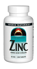 ソースナチュラルズ 亜鉛（亜鉛アミノ酸キレートとして）50 mg　250 タブレット - Source Naturals ZINC (as zinc amino acid chelate) 50 mg 250 tablets　海外通販