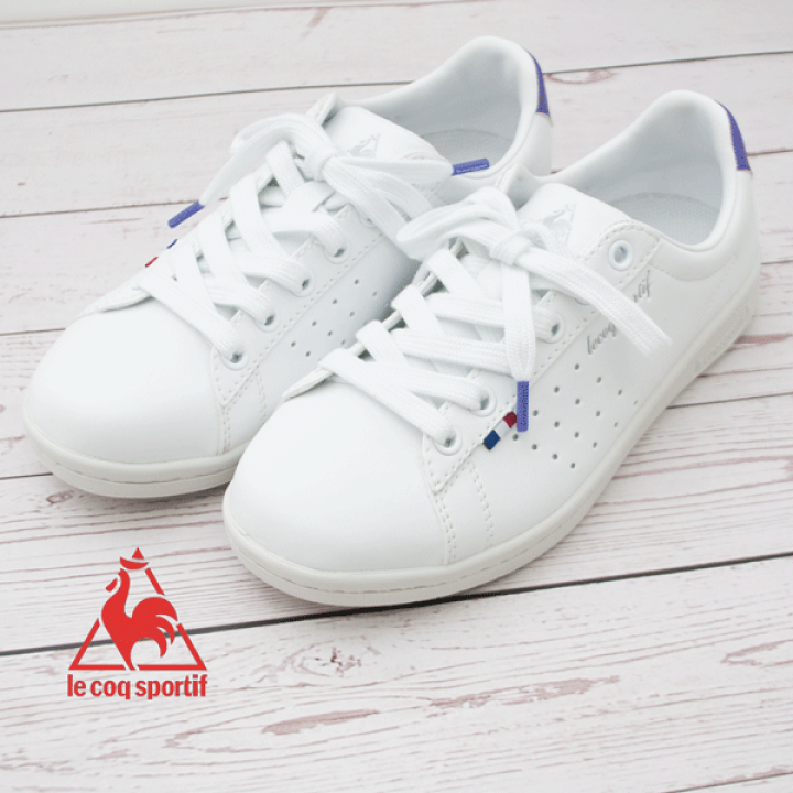 楽天市場 Le Coq Sportif ルコックスポルティフ Ql1sjc04wp Laローランsl レディース スニーカー ローカット シューズ 軽量 ホワイト パープル An ショップannie